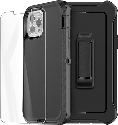 AICase Funda para iPhone 13 Pro Max con funda de clip para cinturón, protector de pantalla, funda protectora resistente para teléfono, protección de