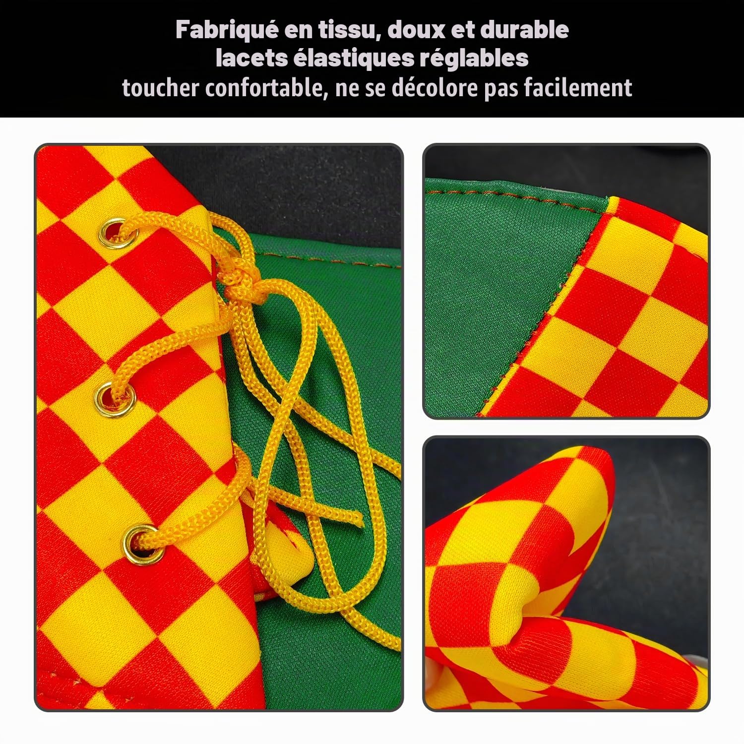 1 Paire De Chaussures De Clown À Carreaux, Costume De Cosplay Personnalisé, Lacets Réglables, Accessoires De Rôle, Chaussures De Dégoût De Performance De Fête.