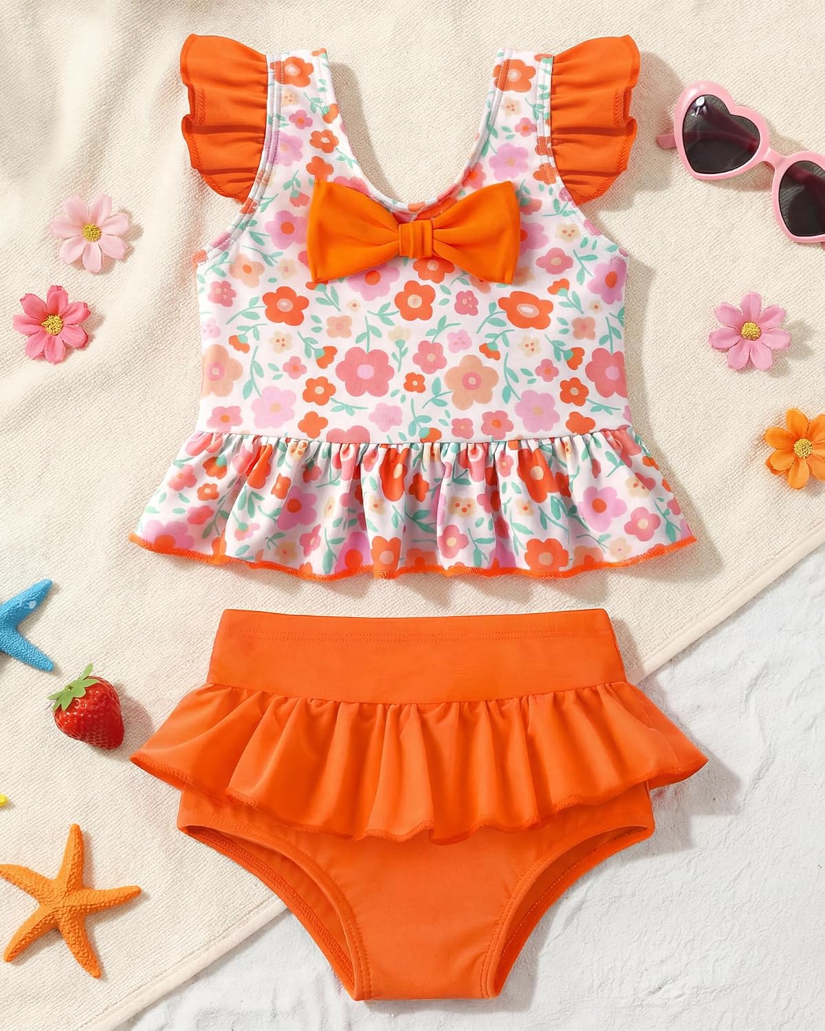 HONGTEYA Baby Girl Swimsuit Sun Protection Bikini Toddler Bathing Suit image 4
