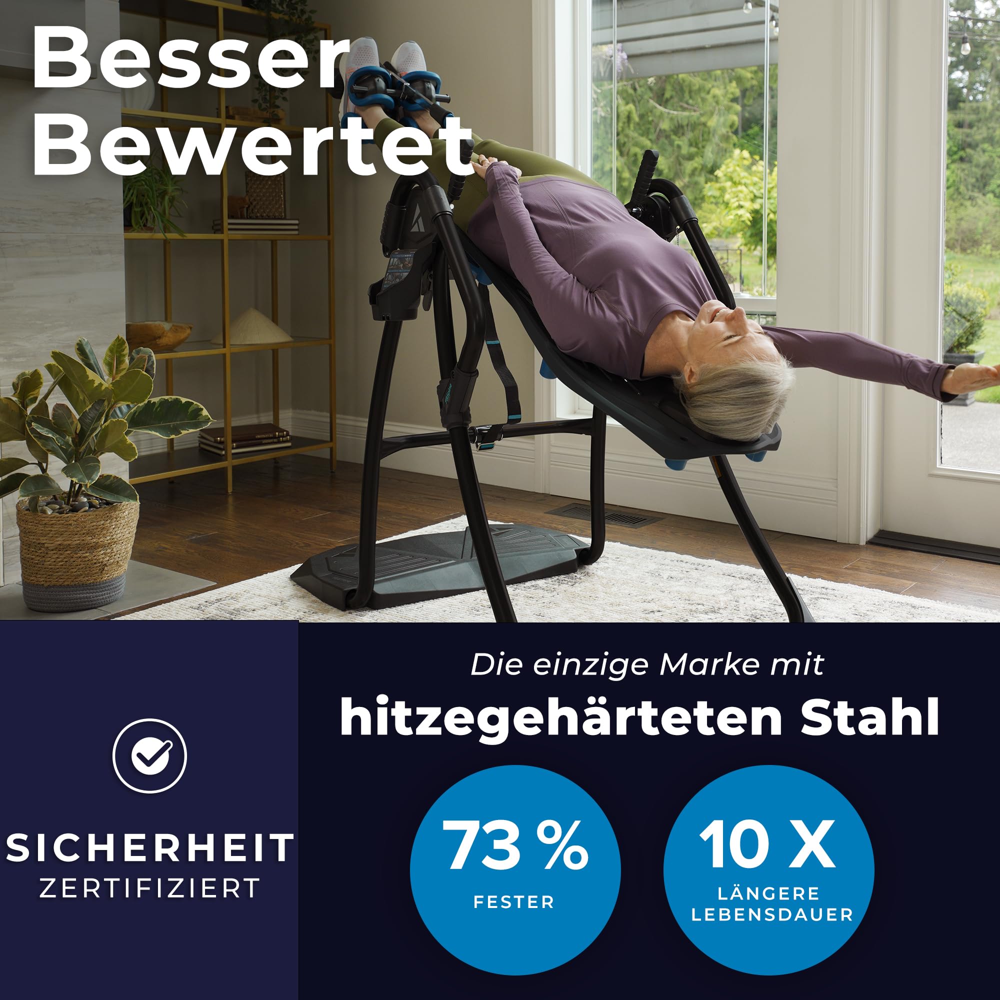 Teeter FitSpine LX9 Inversionsbank, hochwertige Streckbank, Rückenstrecker und Schwerkrafttrainer für zuhause, Inversion Table für Entspannung und mehr Wohlbefinden