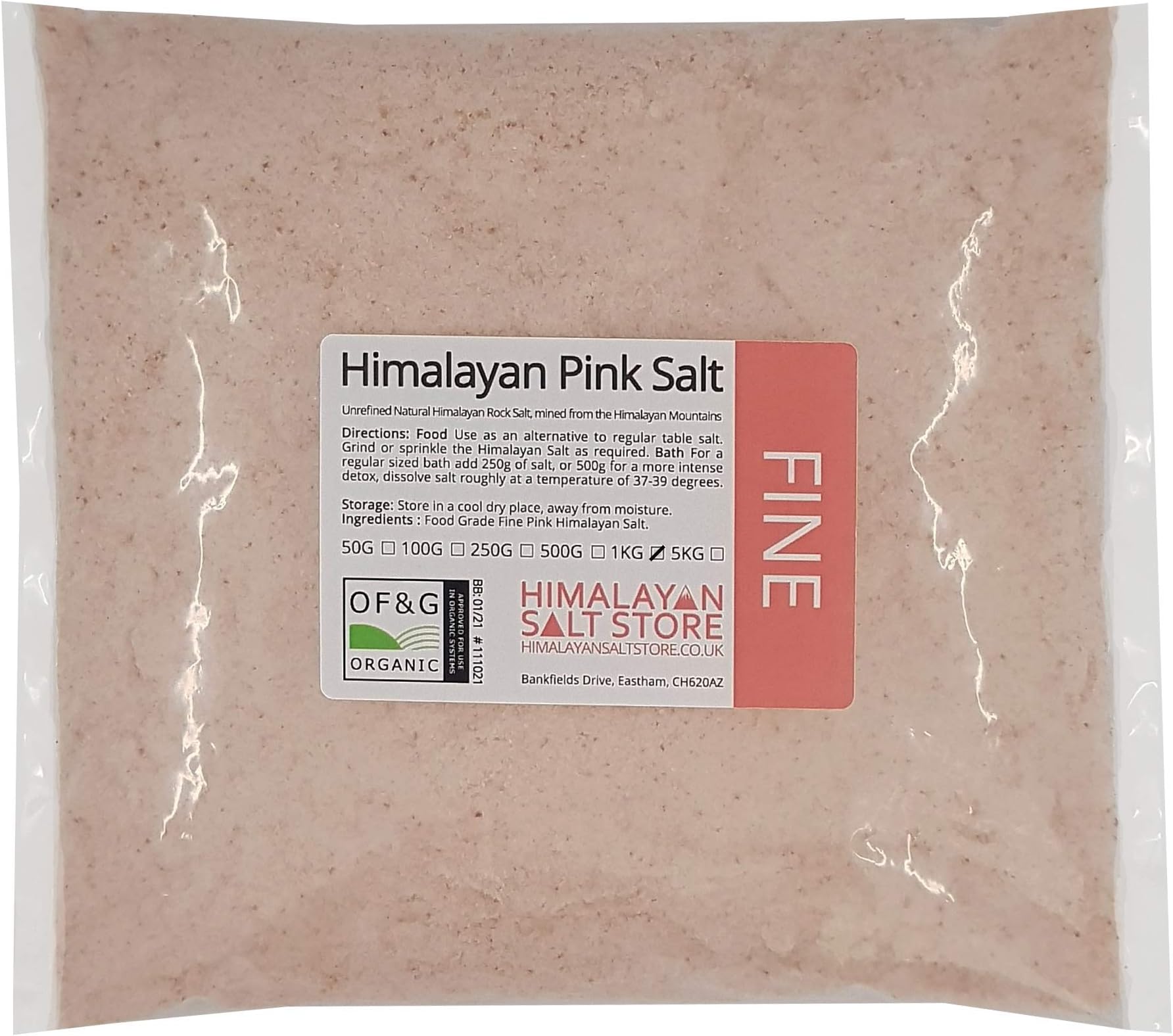 1KG | Pink Himalayan Rock Salt | Food Grade - FINE Certified for Organic Use | Pure Natural Unrefined Rose Food Salt for Table or Bath