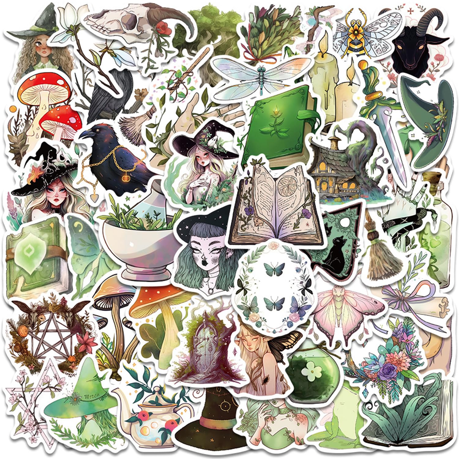 EPCDBBRT 100 Witch Graffiti Stickers Set, Anime Witch Stickers, Forest Witch Stickers, Suitable For Scrapbooking, Computers, Mobile Phones, Skateboards