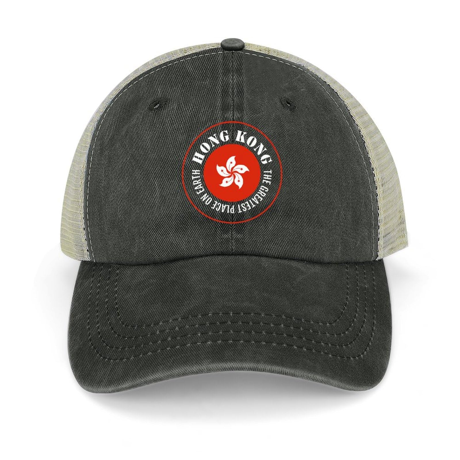 Yelolyio Unisex Black Hong Kong,The Greatest Place On Earth Baseball Caps Hong Kong National Flag Cotton Caps Sun Hat Men's And Women's Mesh Hats For Outdoor Sports Spring Summer