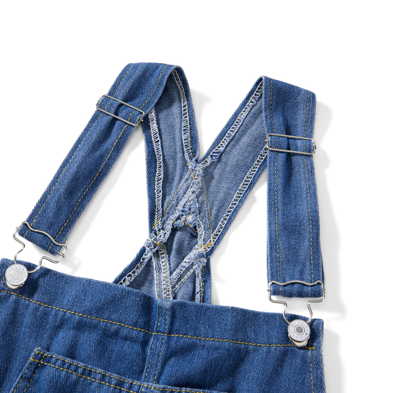 Salopette en jean pour femme avec bretelles réglables et jambes larges