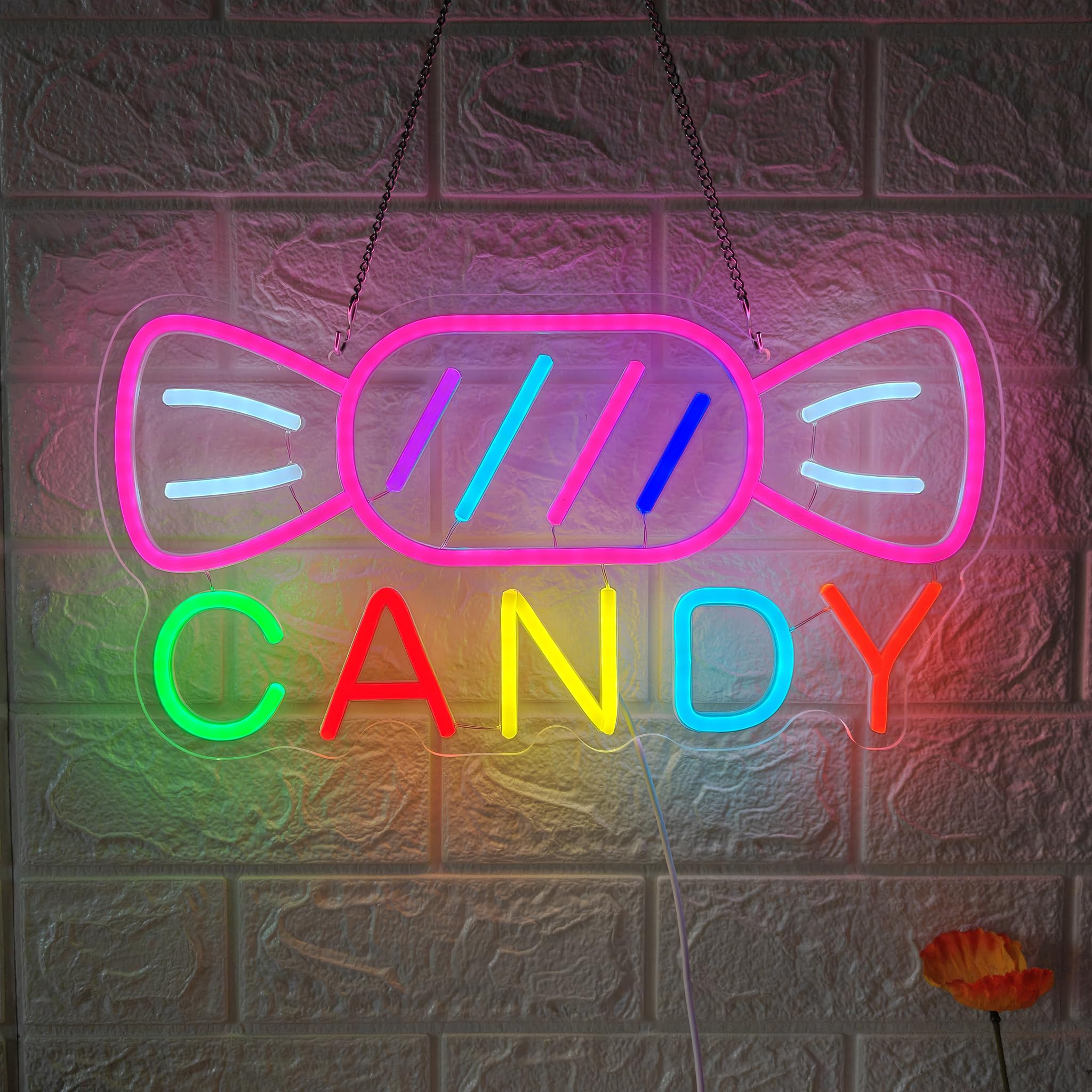 Candy Neon Sign for Wall Decor Candyland Party Decorations, Candy