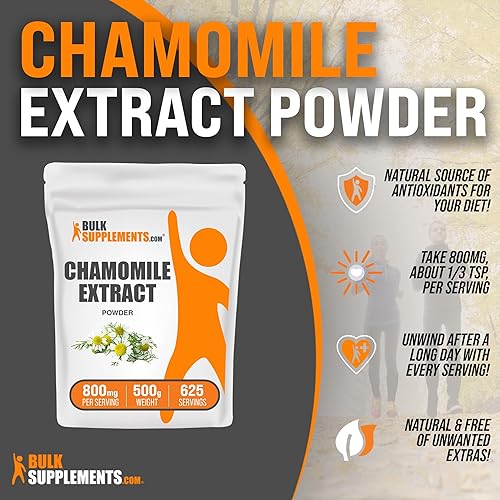 Miniatura 2 de BULKSUPPLEMENTS.COM Extracto de manzanilla en polvo, suplemento de hierbas, procedente de flores de manzanilla, suplemento de manzanilla, vegano y