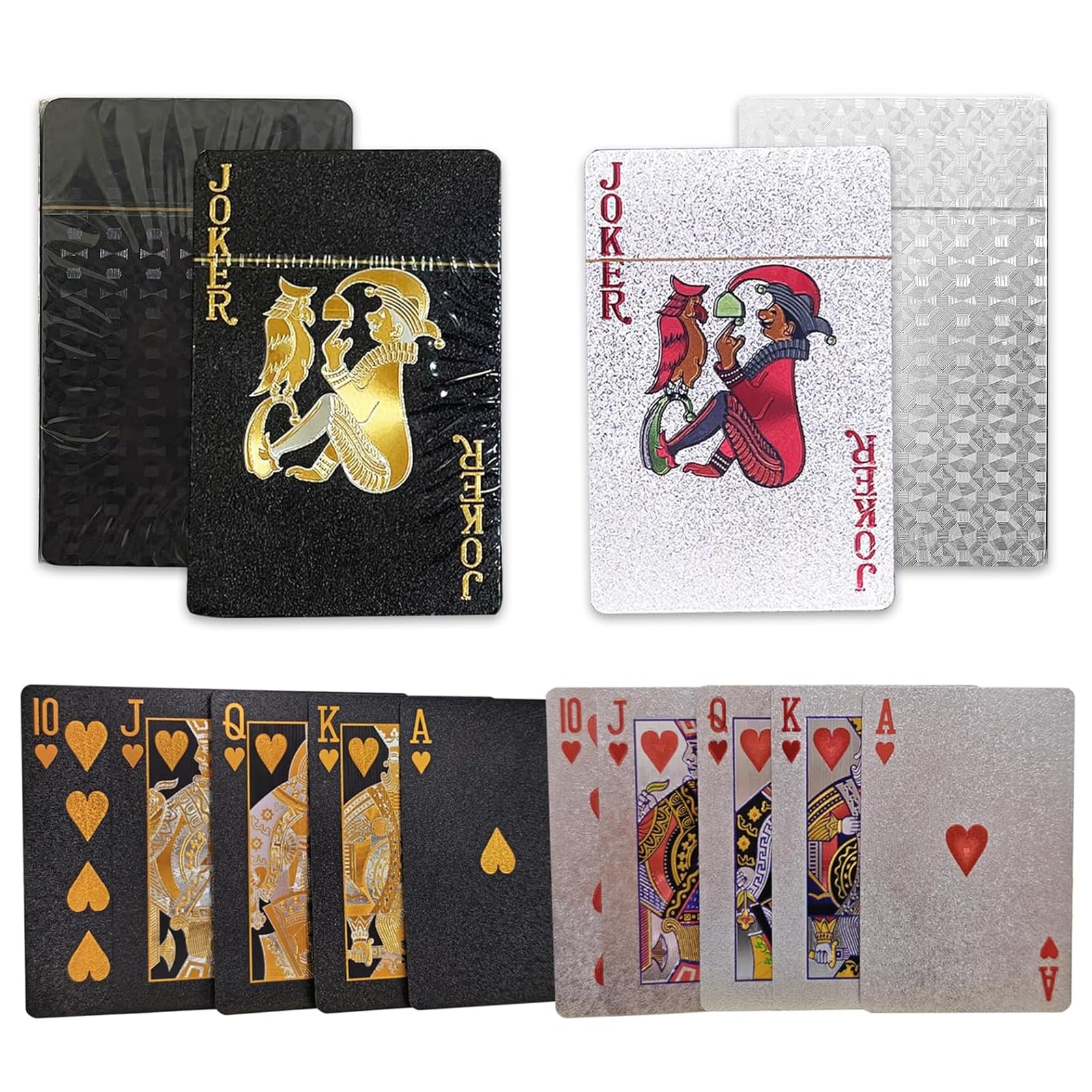 PXDUCN Playing Cards UK, 2 Pack Waterproof Playing Cards Waterproof with Storage Box, Solid Color No Fading Card Games