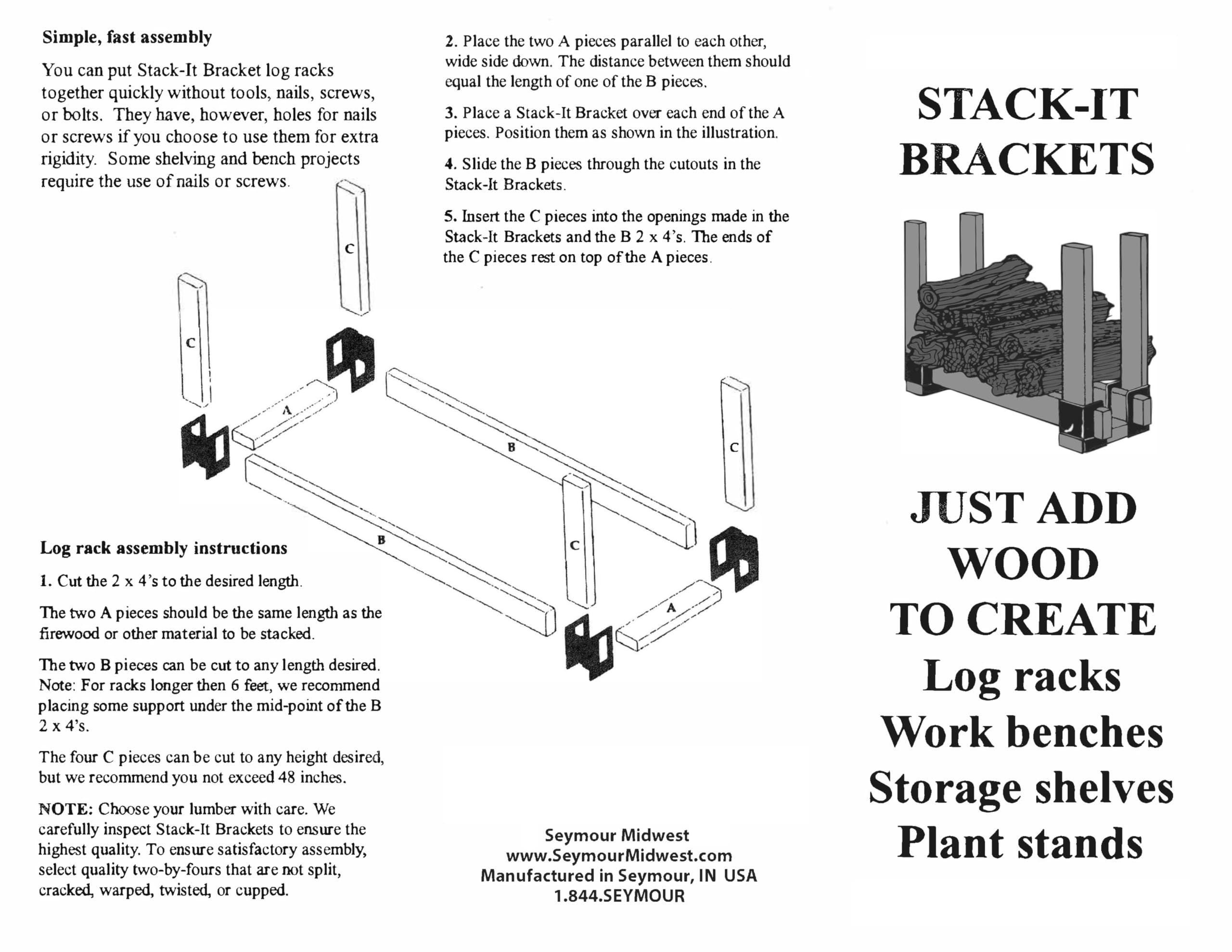 Little Girl Seymour Stack-It Bracket Set – 4 Heavy-Duty Steel Brackets ...