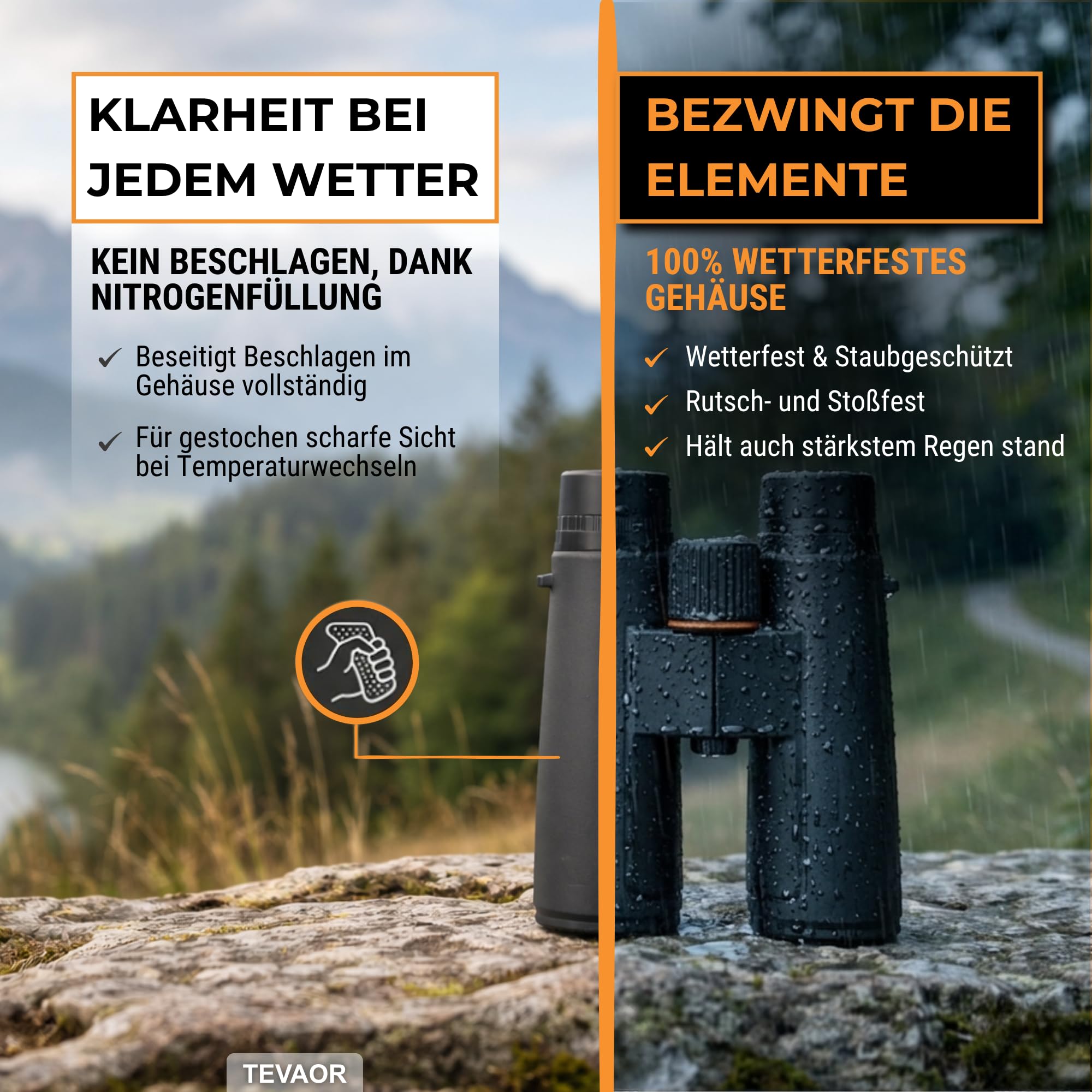 Fernglas 10x42 für Erwachsene & Brillenträger – BaK4 & FMC-vergütet, HD Feldstecher – Wetterfest & Beschlagfrei durch Nitrogenfüllung – für Wandern, Outdoor, Vogelbeobachtung, Jagd & Reisen