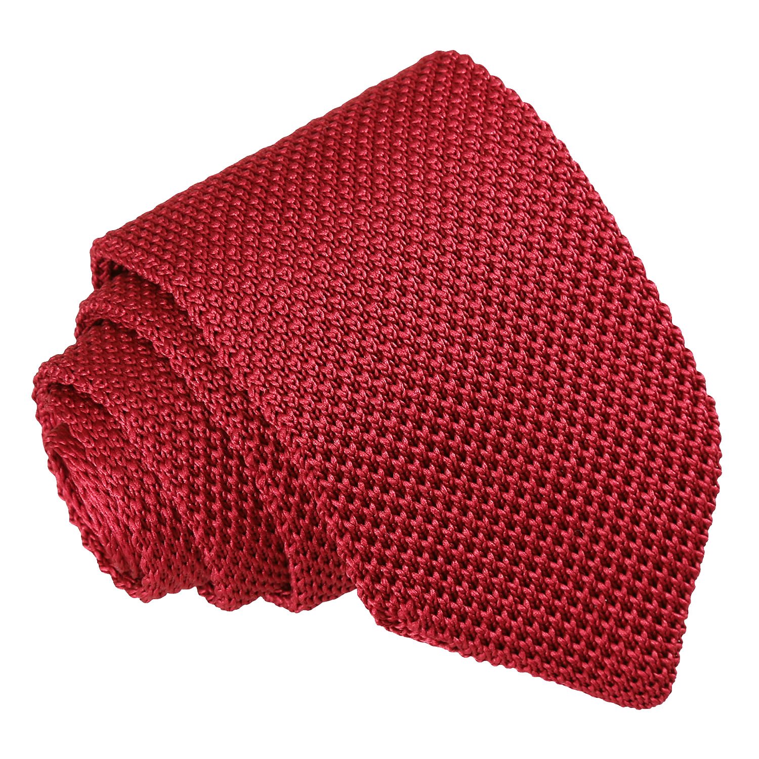 Dqt Men's Burgundy Knitted Plain Slim Tie 7Cm Skinny Knit Necktie - Wedding Business & Casual
