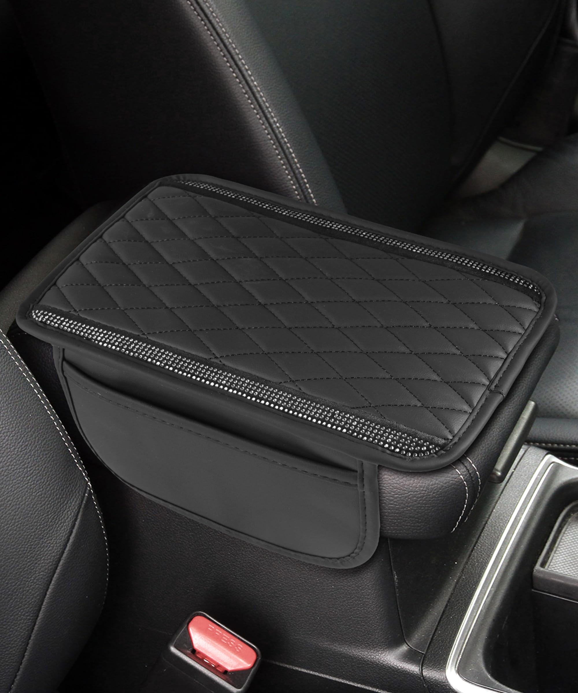 Center Console Cover,Bling Car Accessories for Women,Automotive Armrests,Arm Rest Cover for Car,Middle Console Cover,Suitable for Sedans,Cars,Trucks,SUVs,RVs and Commercial Vehicles (Silver)