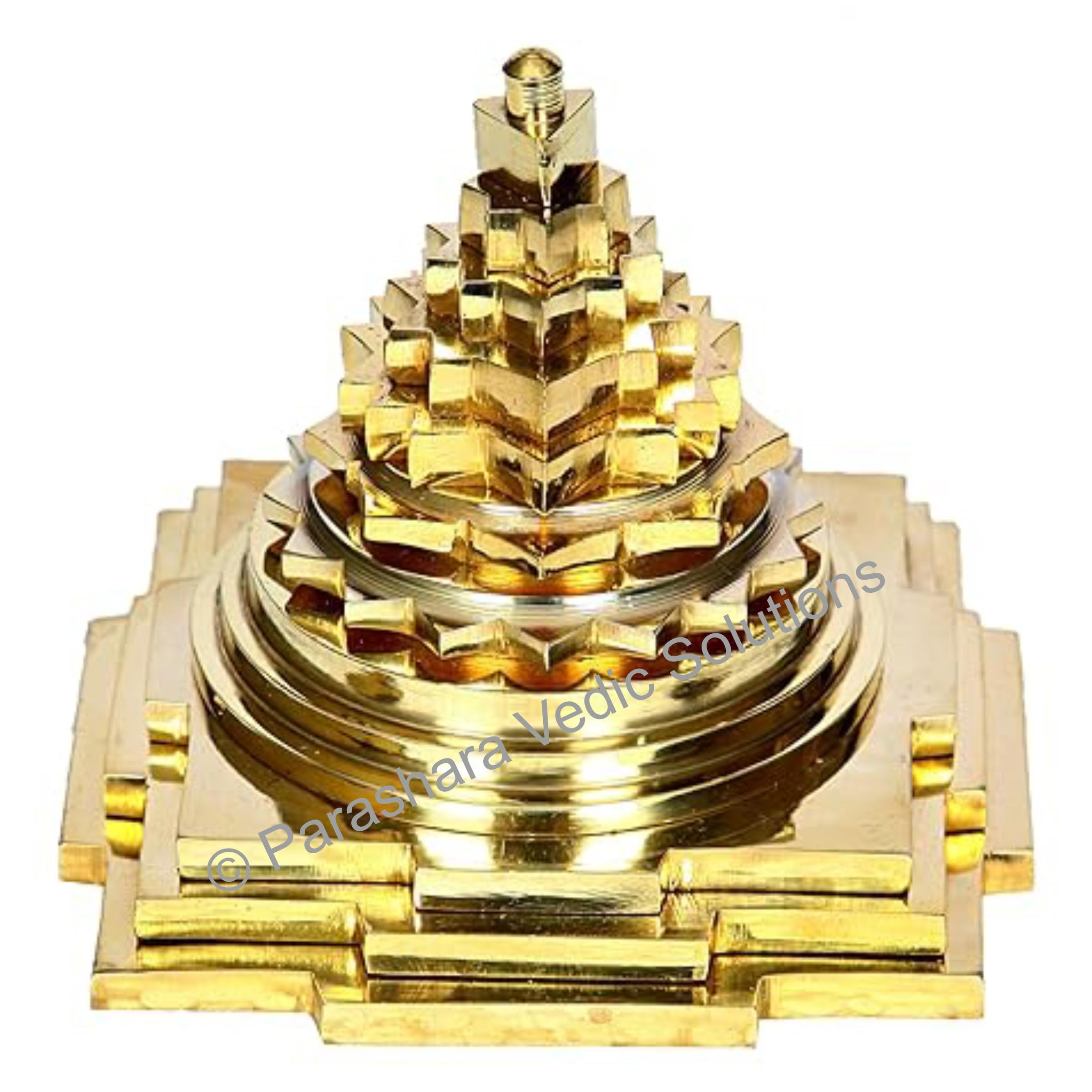 ARKAM Meru Yantra/Brass Meru Shri Yantram/Brass Sumeru Shree Yantr/Pital Meru Yantra - Solid/ 3D Meru Shri Yantra (3x3 inches),Religious