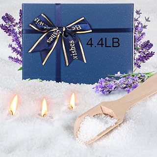 MTLEE Pearled Candle 4.4 lb Sand Wax Scented Sand Candle Kit with Gift Box 100 Wicks Refillable Jar White Beaded Wax Gift Set for Friends Mother Lover Women Family(Lavender)