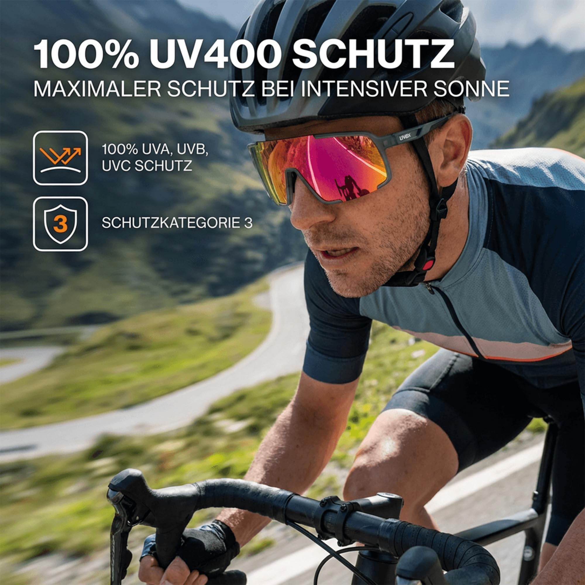Uvex Cellon - Gafas de sol deportivas para hombre y mujer, ligeras, con lentes de espejo