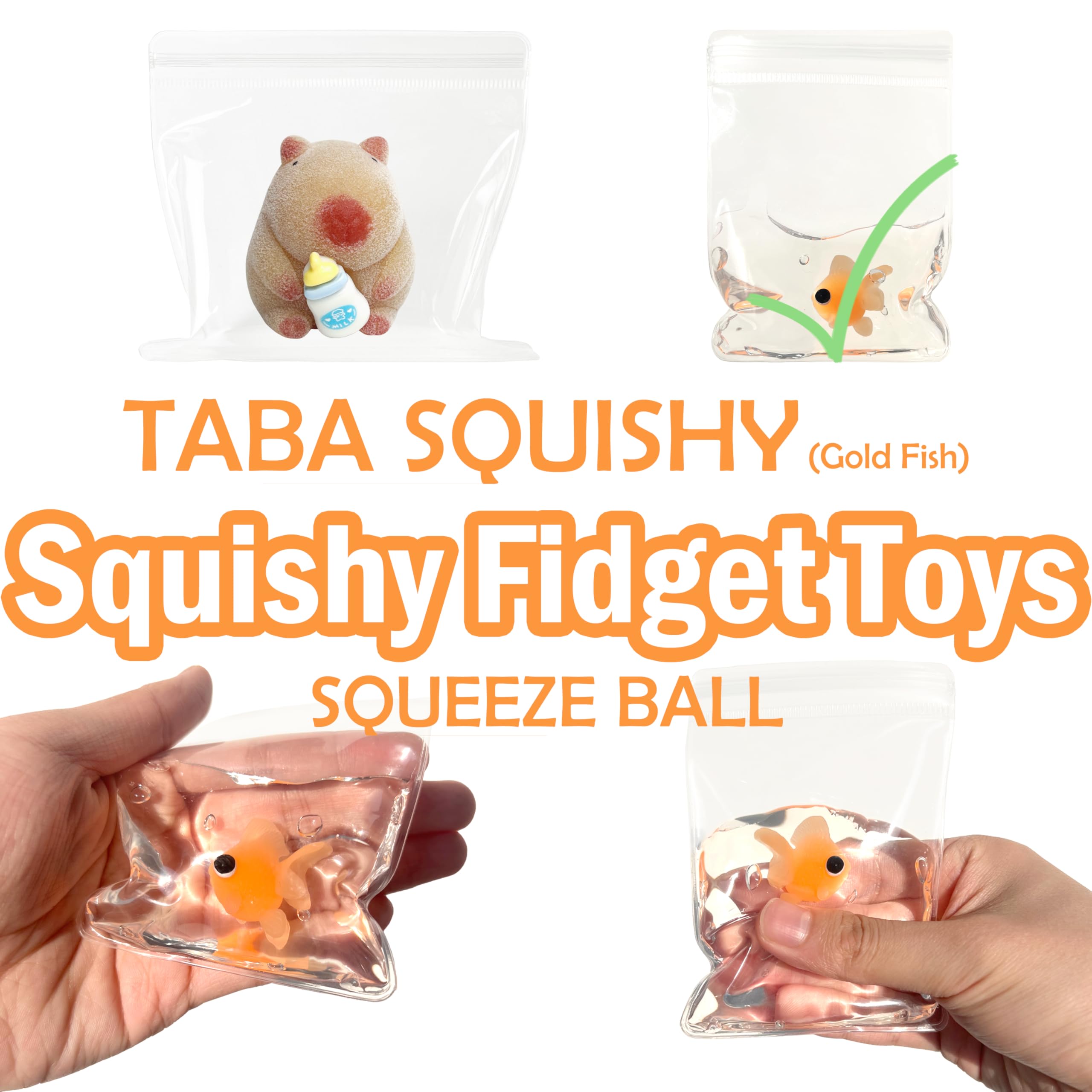 ZTATU Cute Animals Taba Squishy Fidget Toys for Kids & Adults - Fairly Soft Squeeze Toys Fish Fufu Squishy Kawaii Squishies - Party Favors Stress Relief Toy for Classroom, Office, Desk Accessory