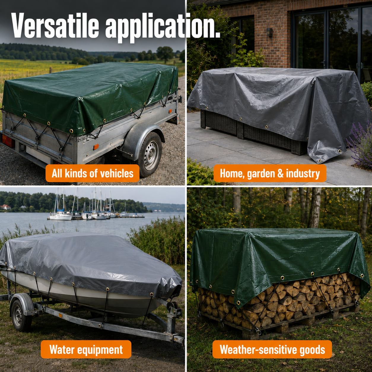 NEMAXX® Lona 450 g/m² 5×3 m Gris Ojales ALU Impermeable Anti-UV | Resistente a invierno y moho, costura soldada, esquinas reforzadas, ojales cada 50 cm – madera, jardín, tejado, obra, piscina