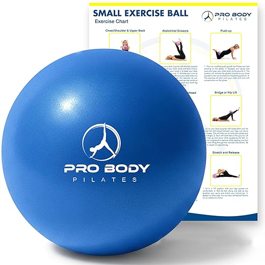 ProBody Pilates Ball Small Exercise Ball, 9 Inch Bender Ball, Mini Soft Yoga Ball, Workout Ball for Stability, Barre, Ab, Core, Physio and Physical Therapy Ball at Home Gym & Office (Blue)