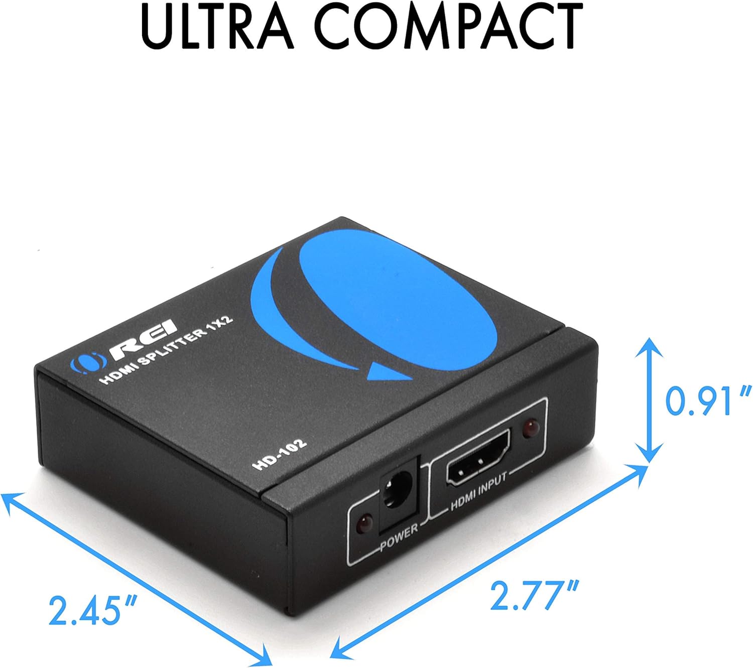 OREI 4K 1x2 HDMI Splitter 1 Port to 2 HDMI Display Duplicate/Mirror - 3 Pack HDMI Cable Included