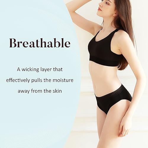 Miniatura 3 de AIRCUTE Ropa interior lavable de absorción para incontinencia urinaria para mujer, calzones hipsters de encaje para fugas de vejiga, 2.4 onzas