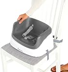 Ingenuity SmartClean Toddler Booster Seat for Kitchen Chair – Lightweight for on-the-go, Easy-Clean, 3-Point Harness Strap – Booster Seat for Dining Table, Slate