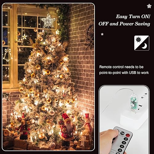 Miniatura 64 de Decoración para árbol de Navidad con 8 modos de iluminación, decoración de árbol con iluminación USB con 20 luces LED, decoración brillante