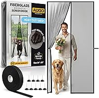 Vista 22 de AUGO - Puerta de malla de fibra de vidrio magnética - Autoadhesiva, resistente, partición de malla manos libres que mantiene alejados los insectos
