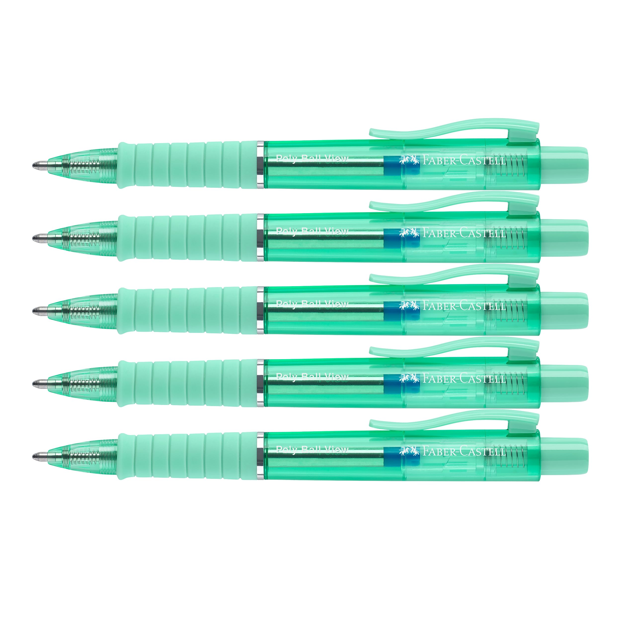 Faber-Castell - Kugelschreiber Poly Ball View Jelly Mint, 5 Stück