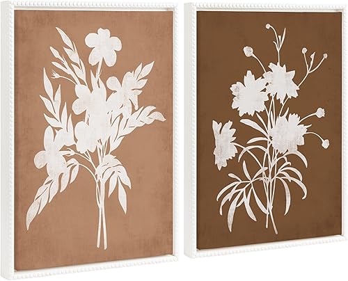 Kate and Laurel Sylvie - Silueta floral de primavera con cuentas, 2 siluetas blancas arcillosas y florales de primavera, 11 corteza blanca, vintage,