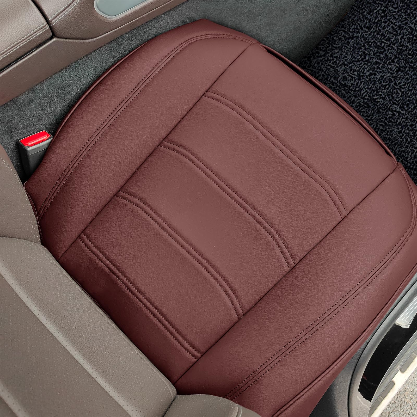 AOOTOOLINK Faux Leather Front Car Seat Covers Bottom Seat Cushion Covers, Anti-Slip Full Wrap Protection with Storage Pocket, Heavy Duty Universal Fit for Most Vehicles, Sedan, Truck, SUV