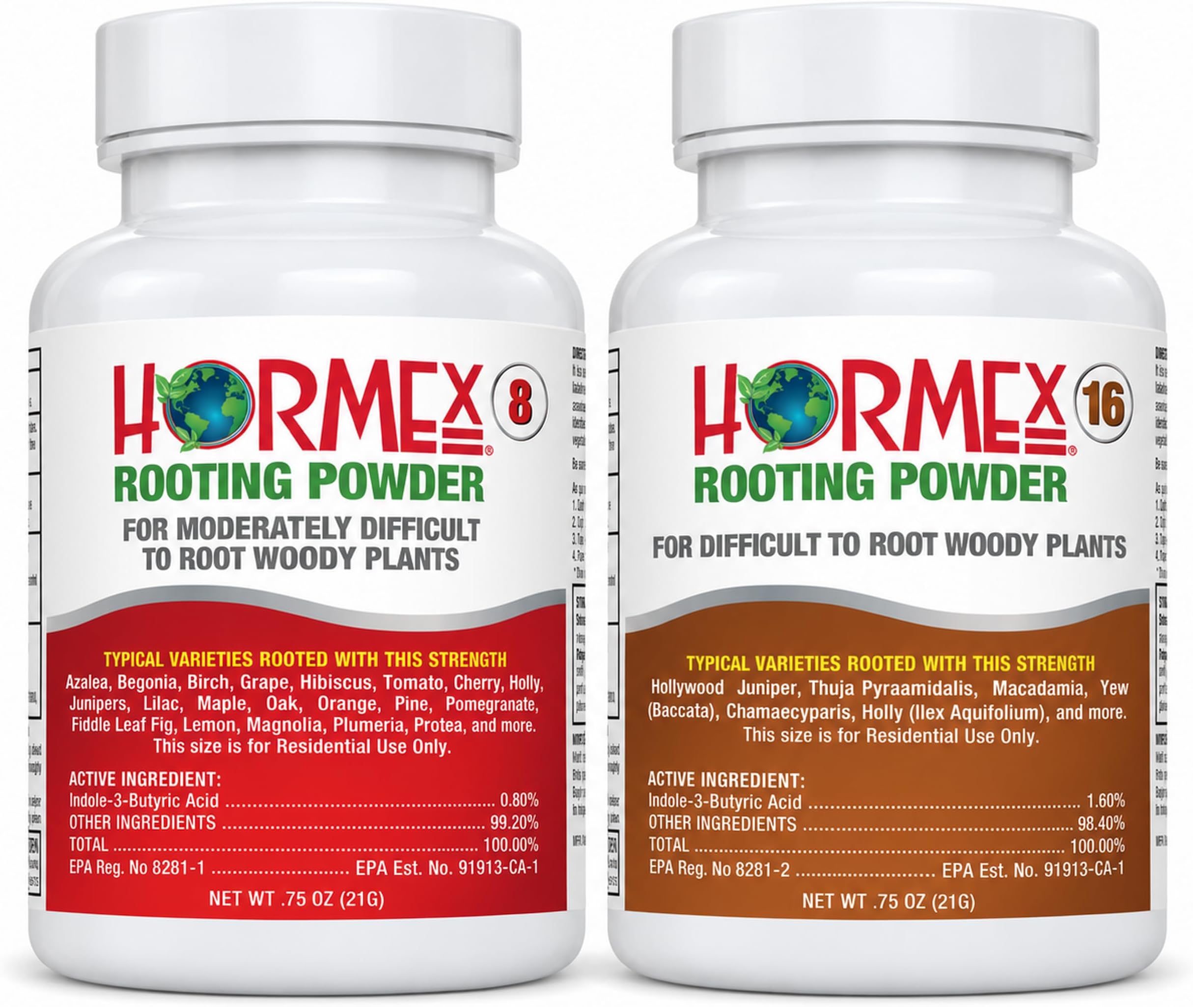 Hormex Rooting Hormone Powder #8, #16 - Fast Roots for Woody Plant Cuttings