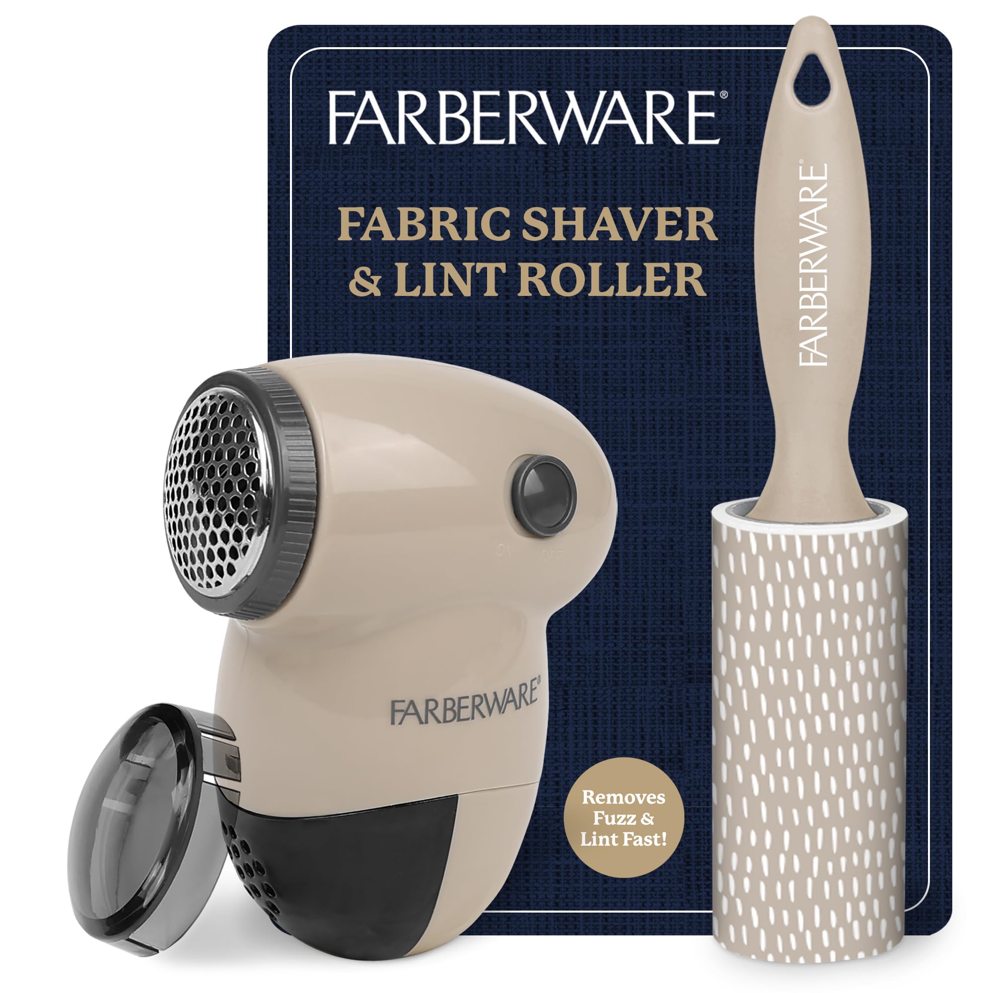 Farberware Fabric Shaver &amp; Lint Roller Set, Small, Portable