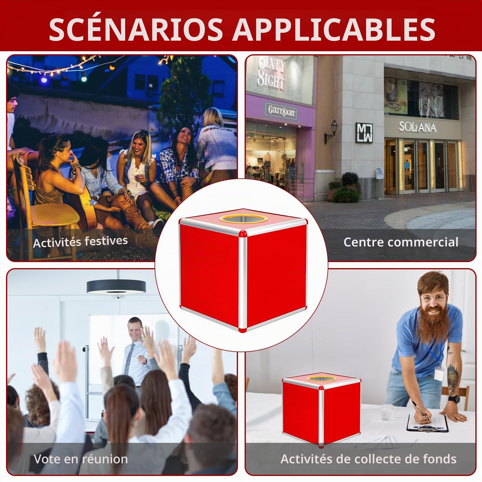 Boîte De Loterie 25cm, Boîte De Tombola, boîte De Tirage Au Sort, Boîtes De Jeu De Balle De Tombola, Étui De tombola en Alliage D'Aluminium Pour Tirages Au Sort, Vote, Don