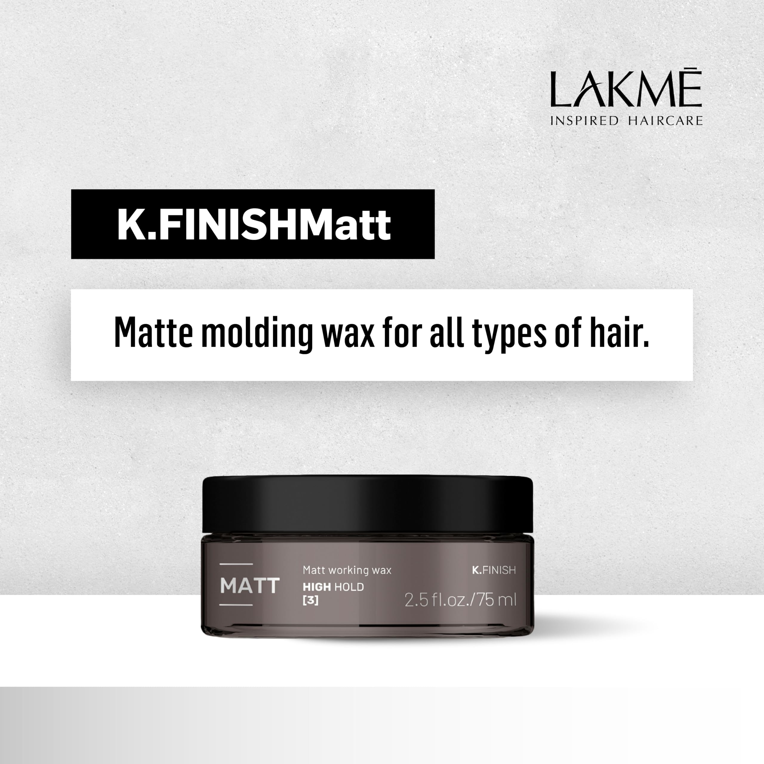 LAKMÉ K.Finish Cire coiffante mate pour cheveux, crème mate, forte tenue, finition mate, 2,5 ml