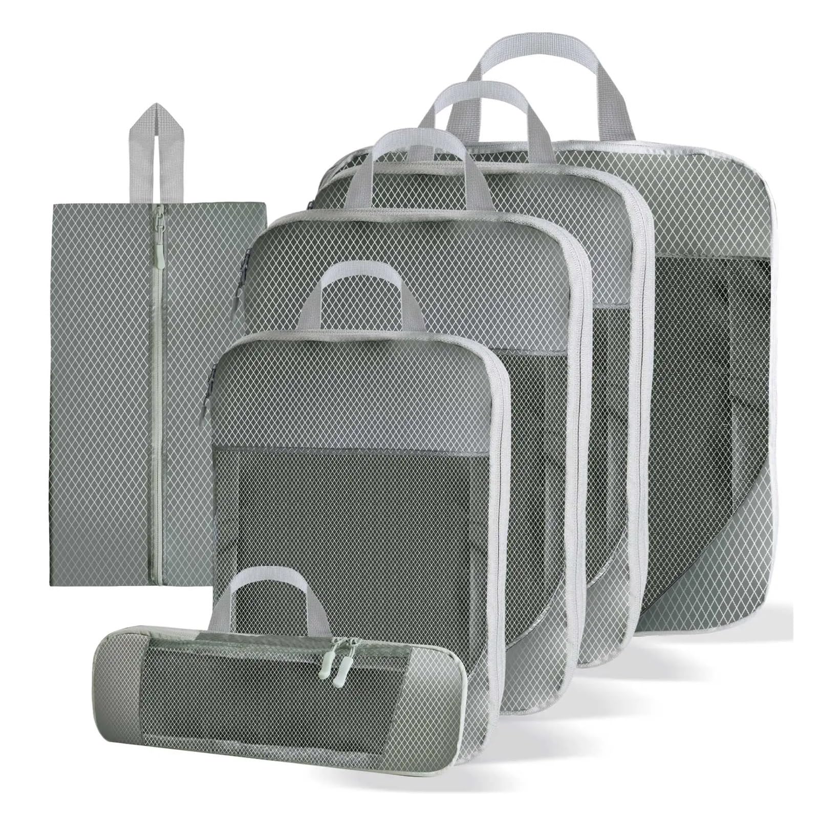 Juego de organizadores de equipaje Juego de 5 o 6 cubos de embalaje comprimibles, bolsa de almacenamiento de viaje, portátil, de gran capacidad, impermeable, for maleta, bolso, organizador de equipaje