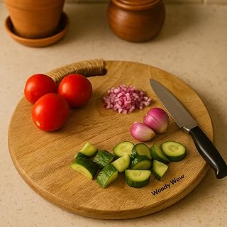 WOODYWOW Wooden Mango Round Chopping Board | Serving Board Natural Finish Plate for Pizza,Vegetables,Fruits and Cheese | C... Price In India