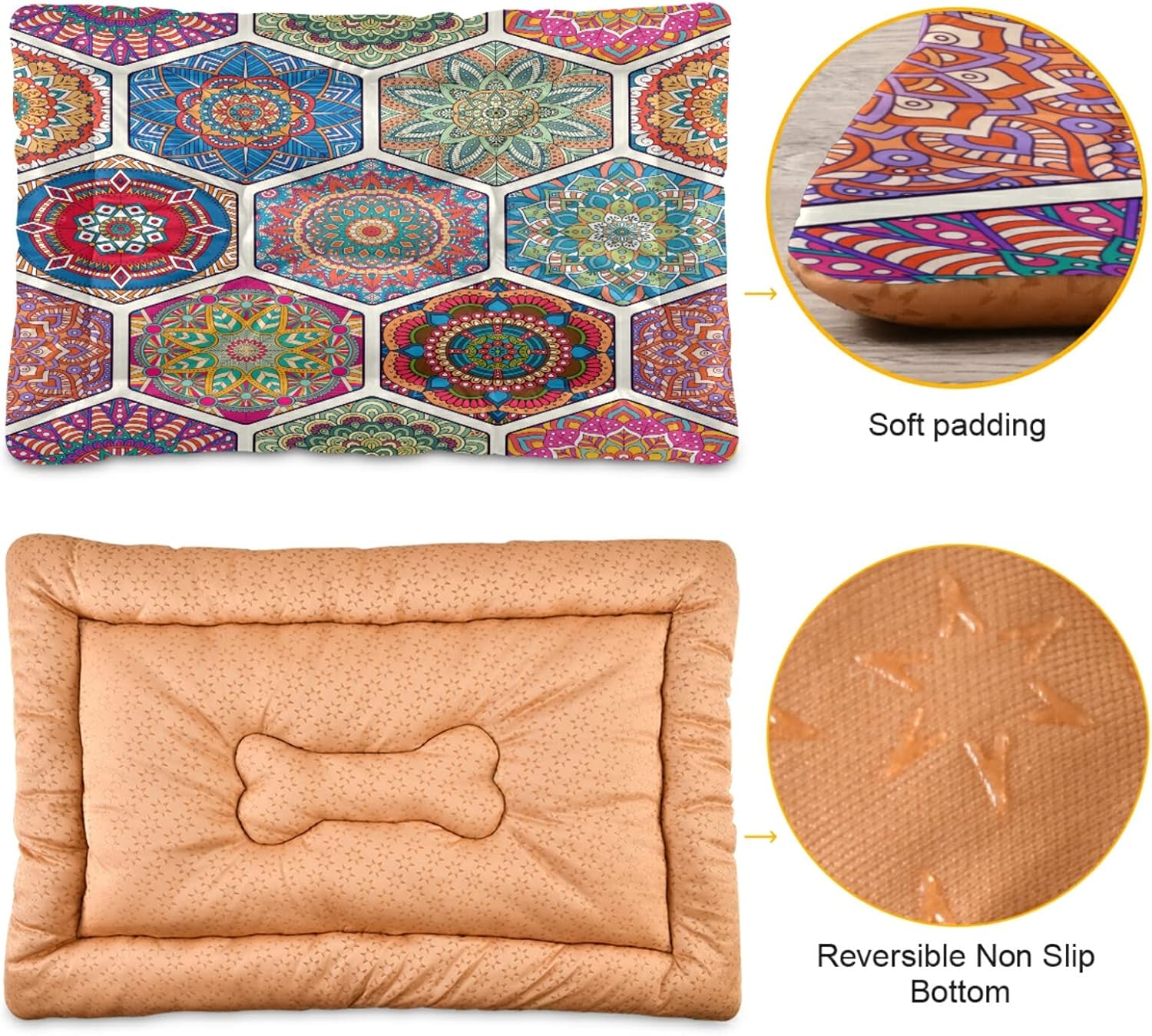 review Moroccan Tile Pattern Dog Bed Mandala Indian Medium Pet Bed Mat Non Slip Cat Beds Pad Mats Soft Dogs Bed Pillows Pets Blanket Cushion