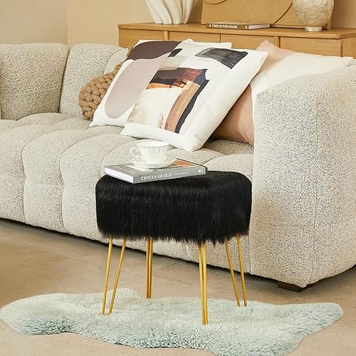 Miniatura 7 de Taburete de tocador con almacenamiento, asiento otomano suave con pies antideslizantes, asiento acolchado esponjoso, mesa auxiliar multifuncional