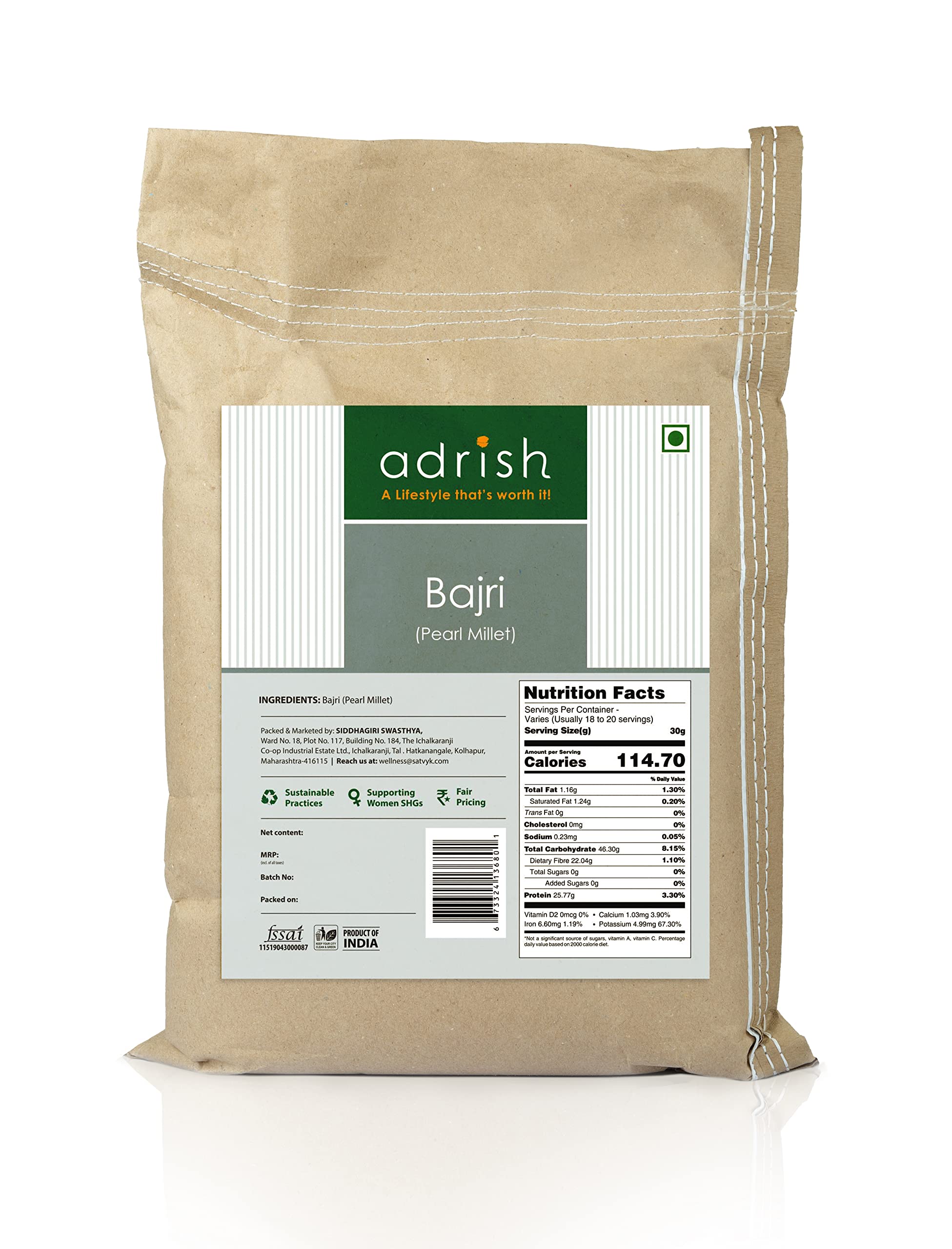 Adrish Zerowaste Organic Bajra (5kg) - Unpolished Pearl Millet | Desi Bajri | Gluten Free Bajra | High Plant Protein & Fiber Rich Desi Bajra Grain-picture-13