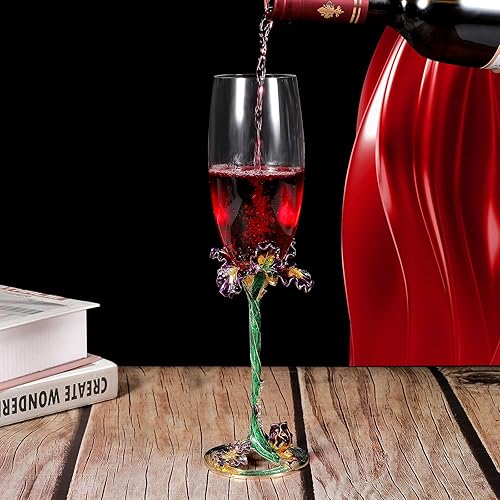 Miniatura 9 de SUQ I OME Juego de 2 copas de champán esmaltadas de cristal de vino, copas de champán esmaltadas decorativas, regalos para novias, bodas, San