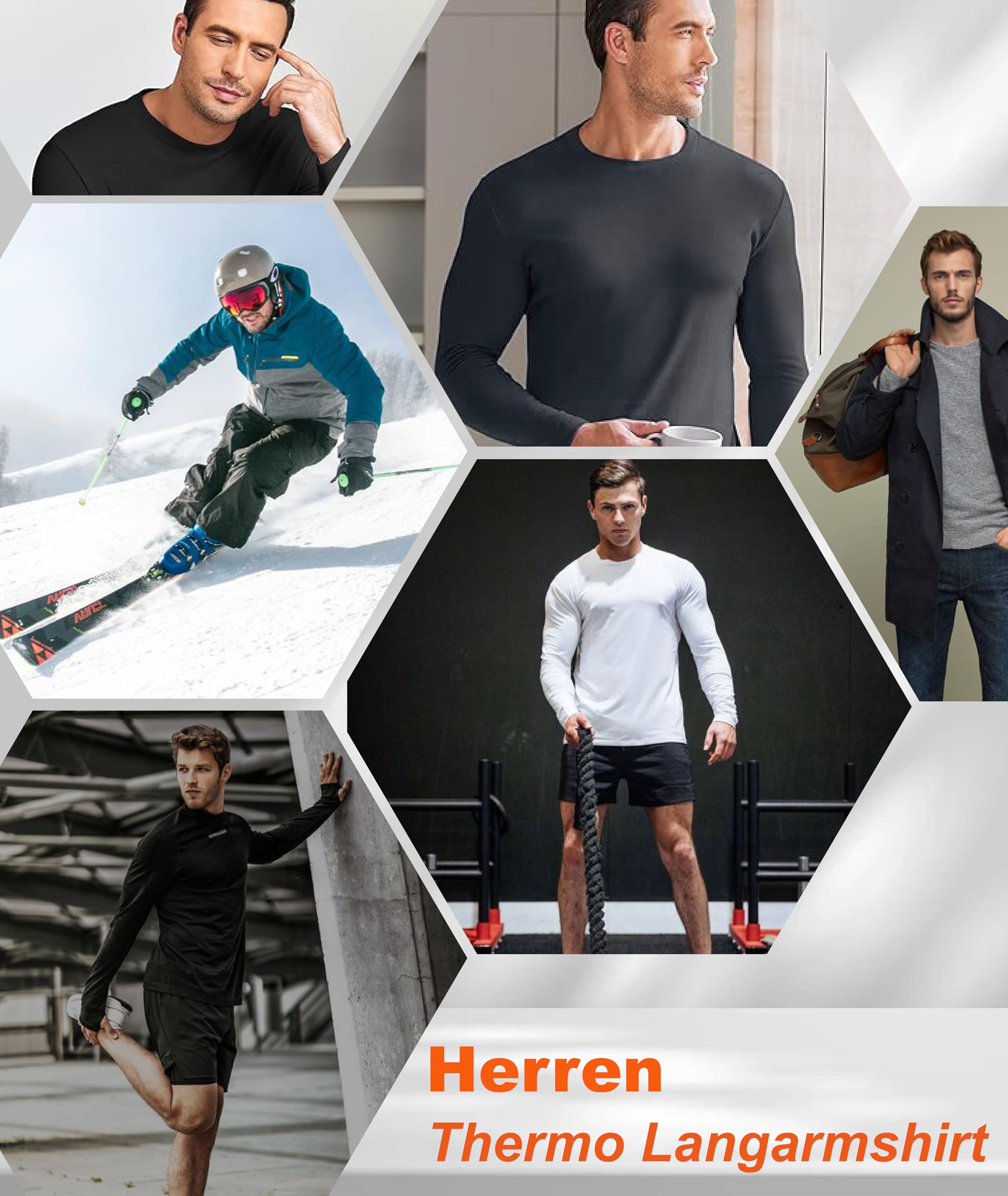 Zoofly Haut Thermique Homme Hiver T Shirt Homme Manche Longue sous Vetement Thermique Homme Travail Tee Shirt Polaire Homme Thermolactyl Sport Compression Chaud Vetement
