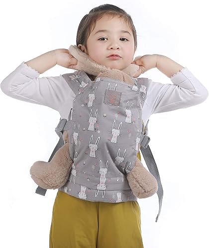 Miniatura 57 de GAGAKU Portabebés para niñas pequeñas, Eslinga portabebés de juguete para niños, accesorios de muñecas Reborn - Rosa - Conejo rosado