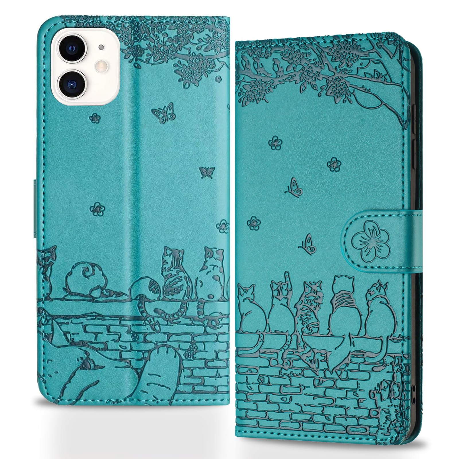 Xioolia Custodia a portafoglio per iPhone 12 Pro Max con stampa di gatto-aa144 Custodia in morbida pelle TPU con supporto flip cavalletto antiurto slot per carte di credito custodia protettiva