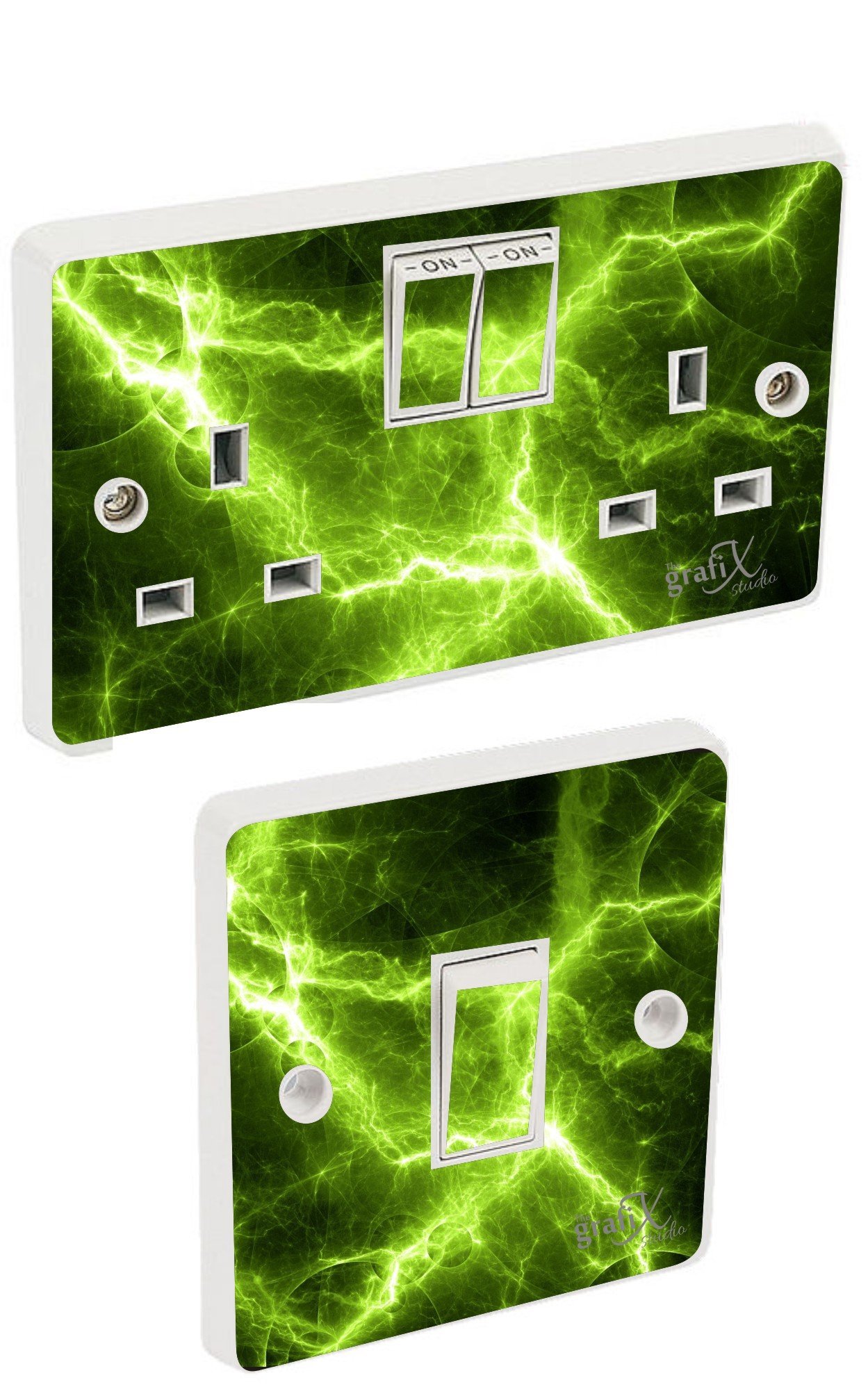 the grafix studio Green Electric Light Switch & Double Socket Sticker Vinyl/Skin cover sosw23