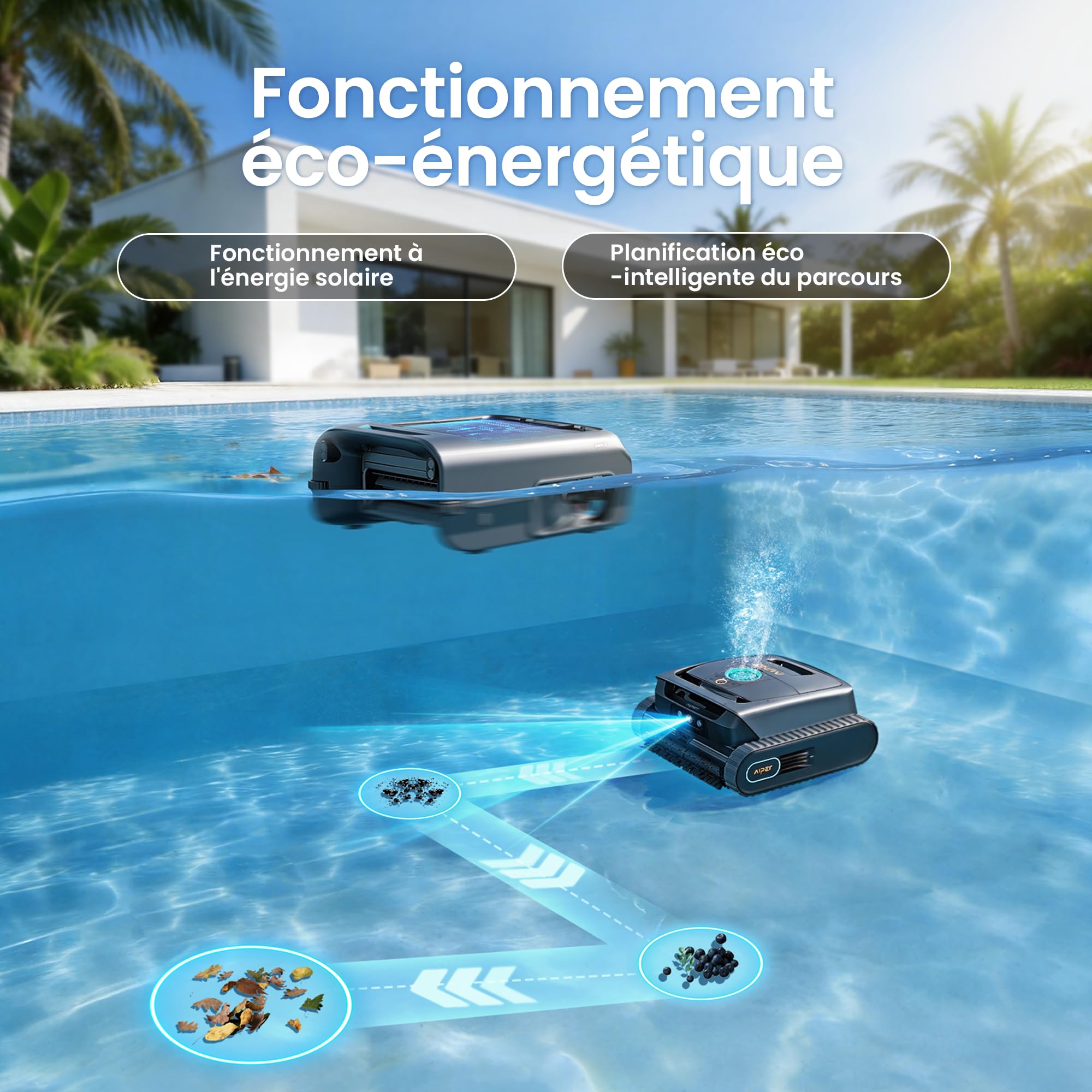 AIPER (2026) Experten Duo: Poolroboter Scuba V3 & EcoSurfer S2, 360° Reinigung von oben nach unten, automatische Wartung 7 Tage, 10 x schnellere Reinigung mit AI-Patrol, Wasserpflege