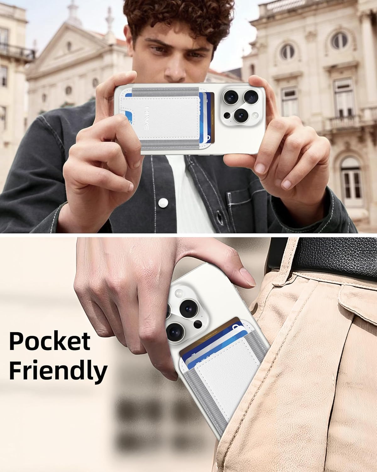 HiWe for MagSafe Wallet, Strongest Magnetic Wallet for iPhone 17/16/15/14/13/12 Series, 7 Cards Holder, Leather Minimalist Slim RFID, 1 Slot, White - Image 5