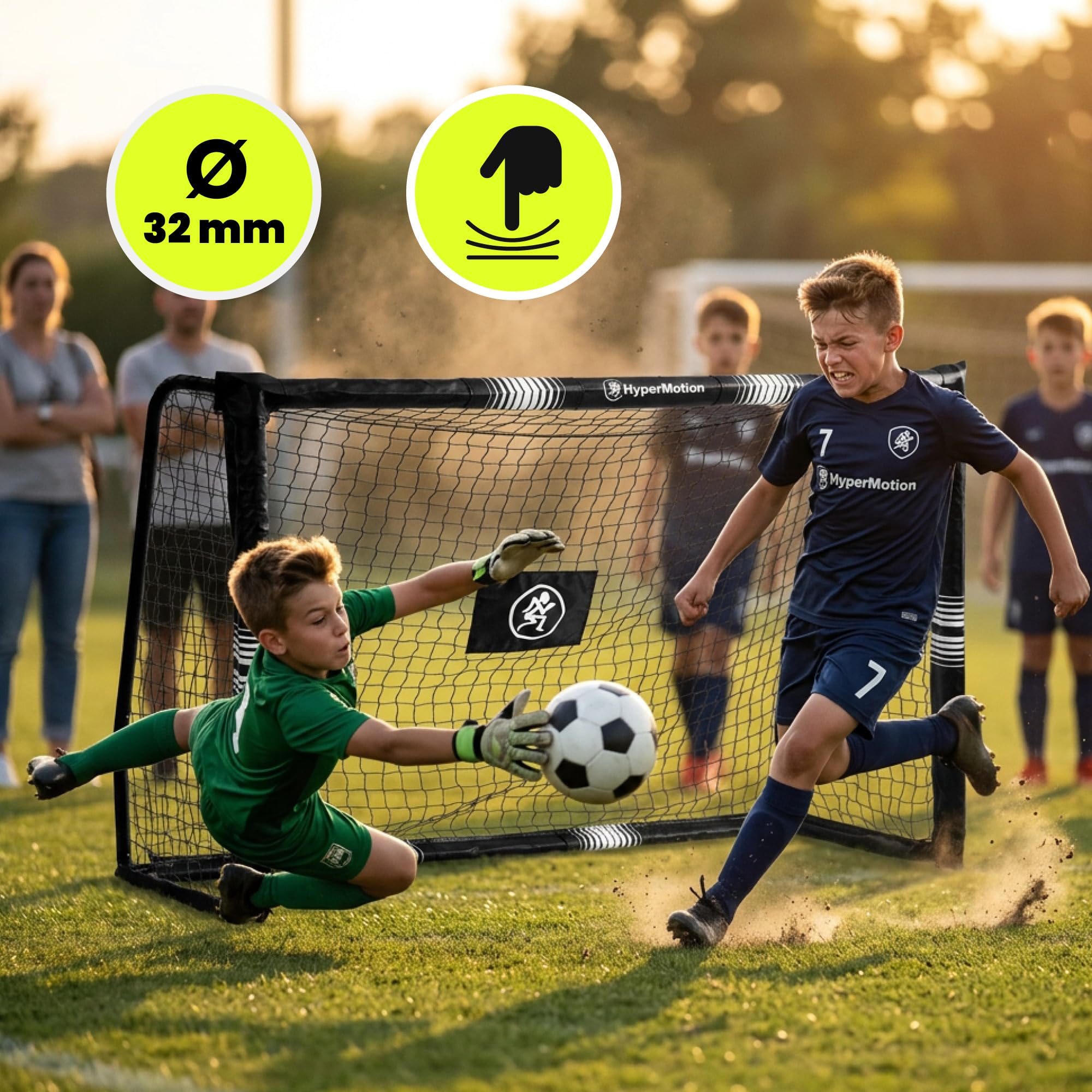 HyperMotion Bramka Piłkarska HYP90 GOAL BLACK S 180x120 cm – Stalowa Bramka do Piłki Nożnej dla Dzieci i Młodzieży, Czarna, Stabilna Konstrukcja do Ogrodu i Treningu