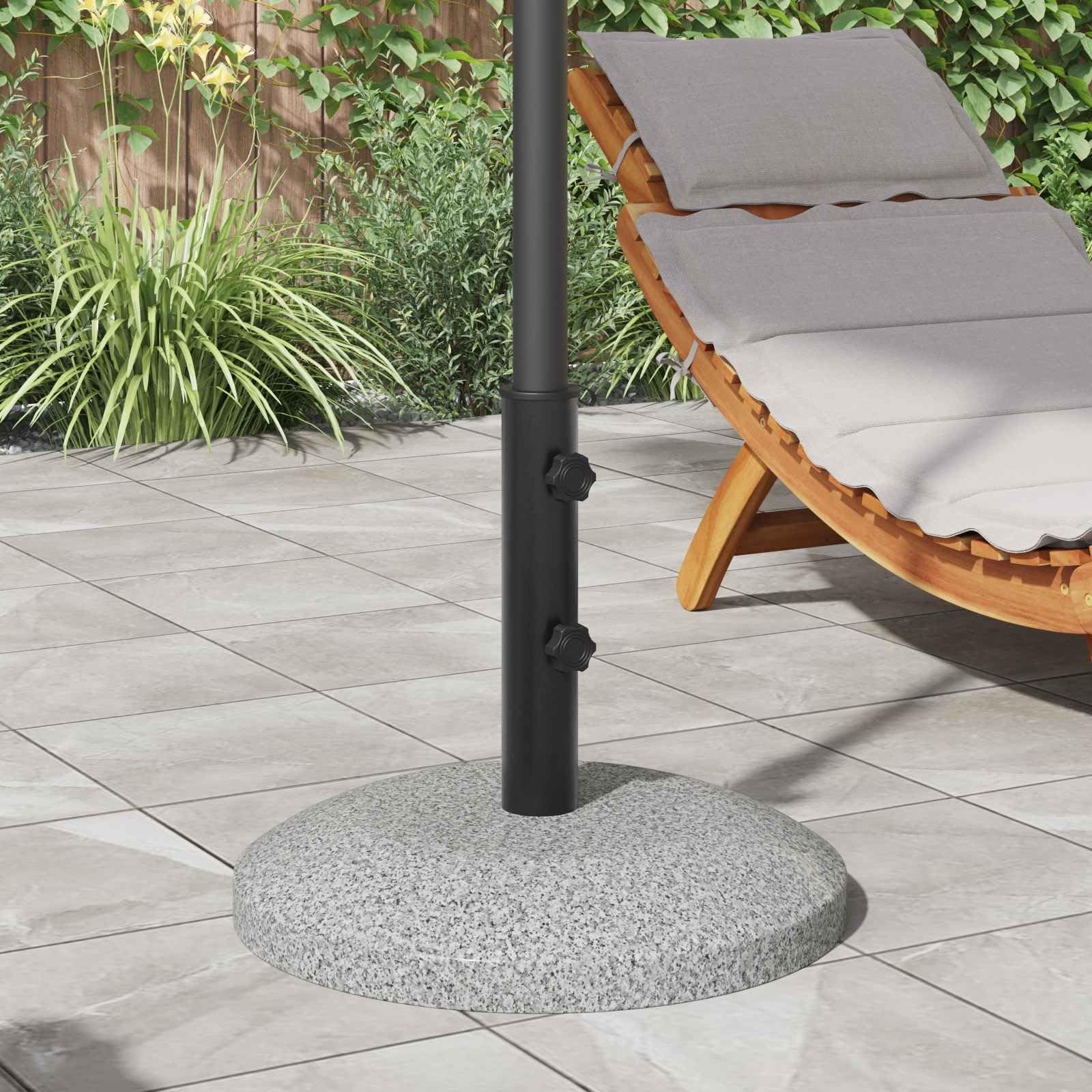 Tubo per ombrellone in ferro, 0,6 kg, nero, resistente alle intemperie, con adattatore per aste da 40-50 mm, viti incluse, ideale per balcone, terrazza, giardino e patio