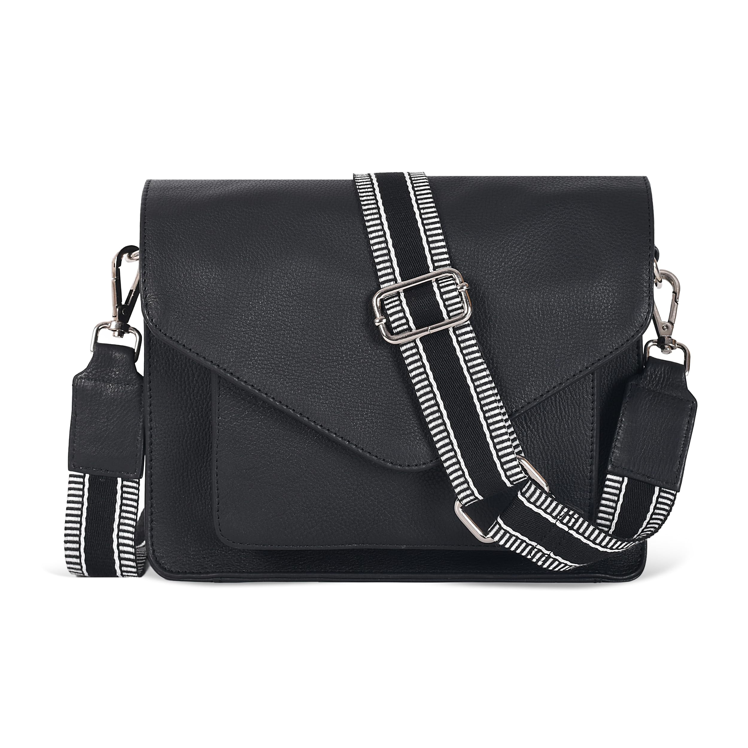 Leather Flapover Crossbody Handbag Purse for Women with Adjustable Strap & Overflap Snap Closure Tote/Bag