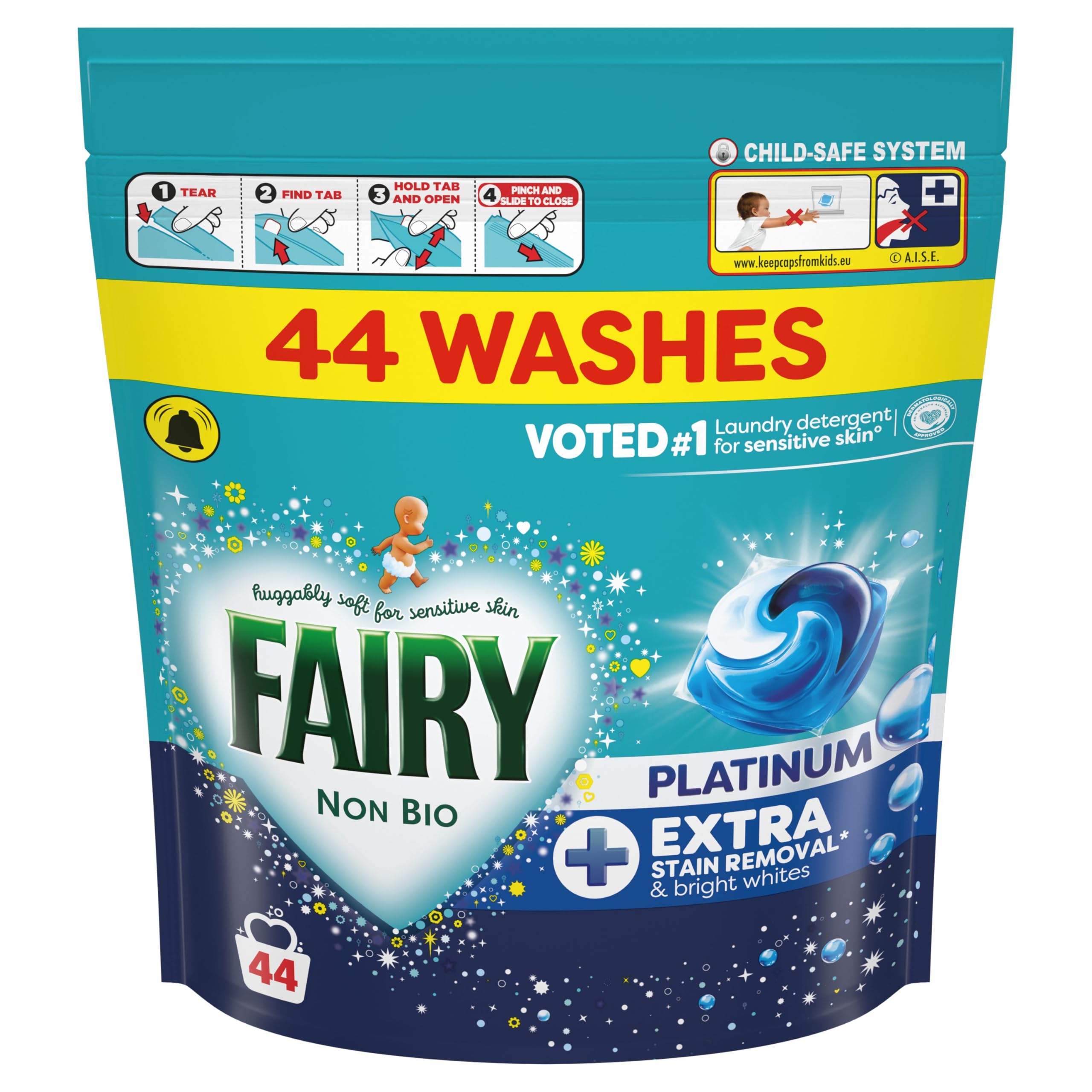 Fairy Non Bio Platinum Washing Pods Extra Stain Removal (44ctx3) 132ct - 2