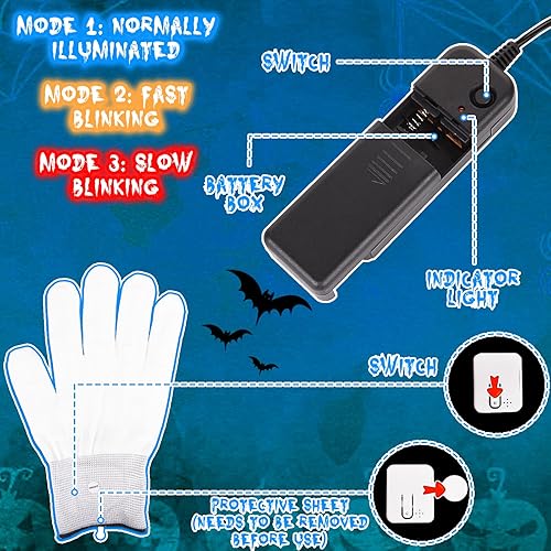 Miniatura 4 de Neragron Máscara LED de Halloween, máscara de luz de neón, máscara de luz aterradora con 3 modos de iluminación para cosplay, disfraz de carnaval